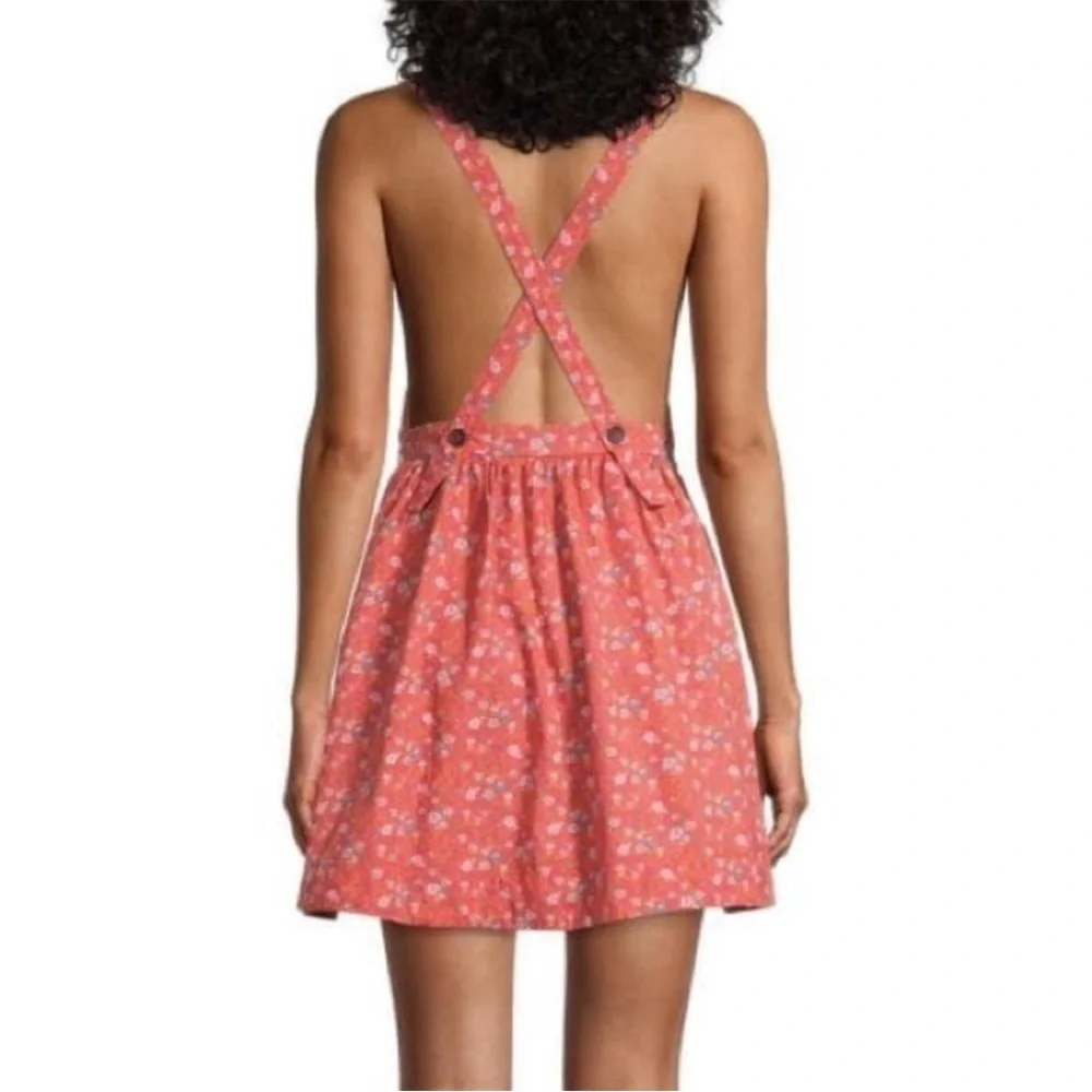 Free People Petunia Mini Dress Poppy Red backless ditsy floral print sz M NEW